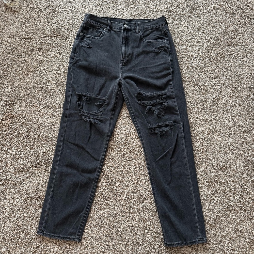 High Waisted Black Ripped Jeans
